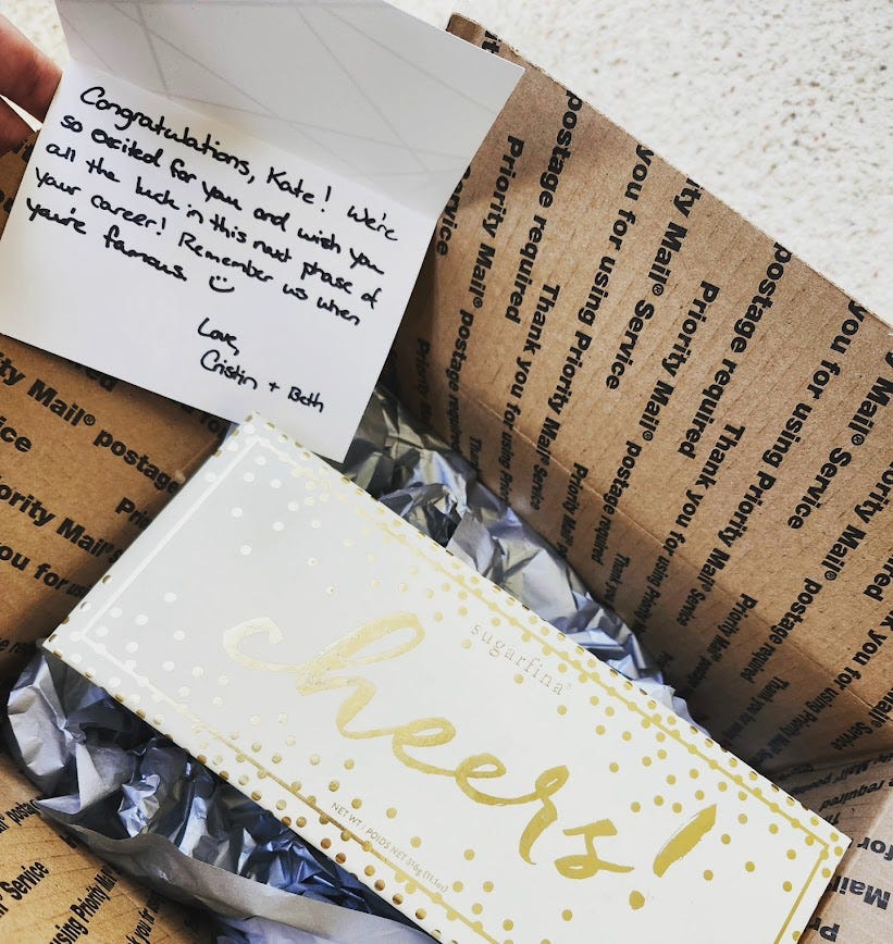 A congratulations package from Wordsmith Workshops