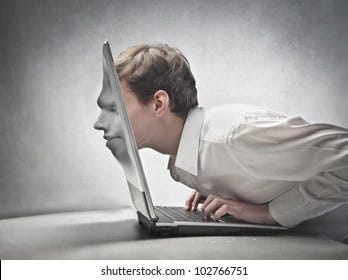 A person with a face on his computer

AI-generated content may be incorrect.