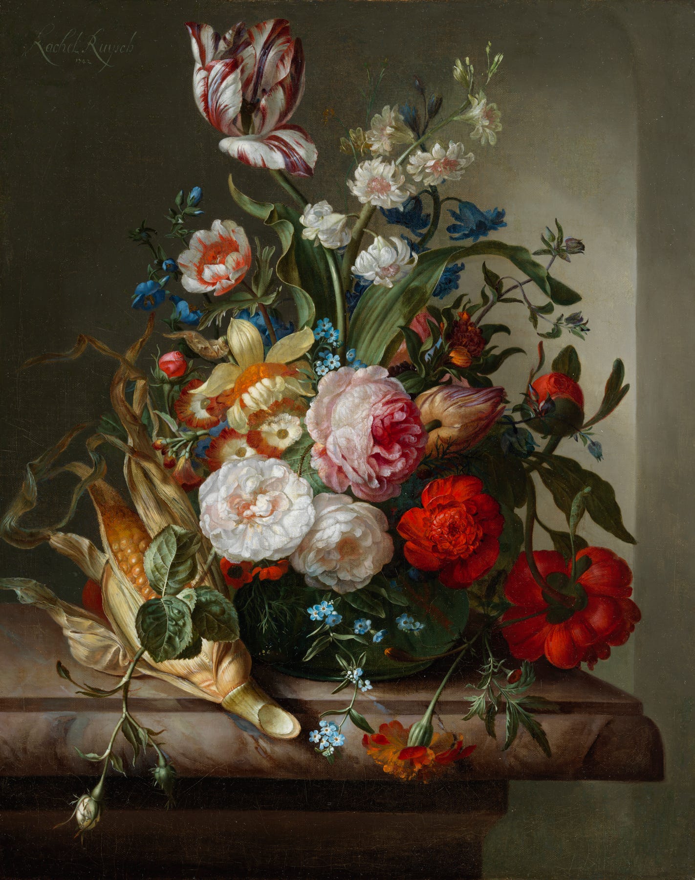 Vase of Flowers with an Ear of Corn | A Ruysch Painting in Dublin