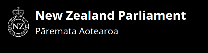 screenshot of nz parliament header from website