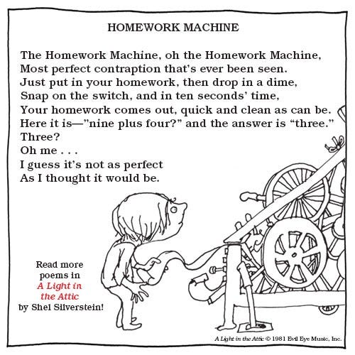 Shel Silverstein's “Homework Machine” – The Douglas and Judith Krupp Library