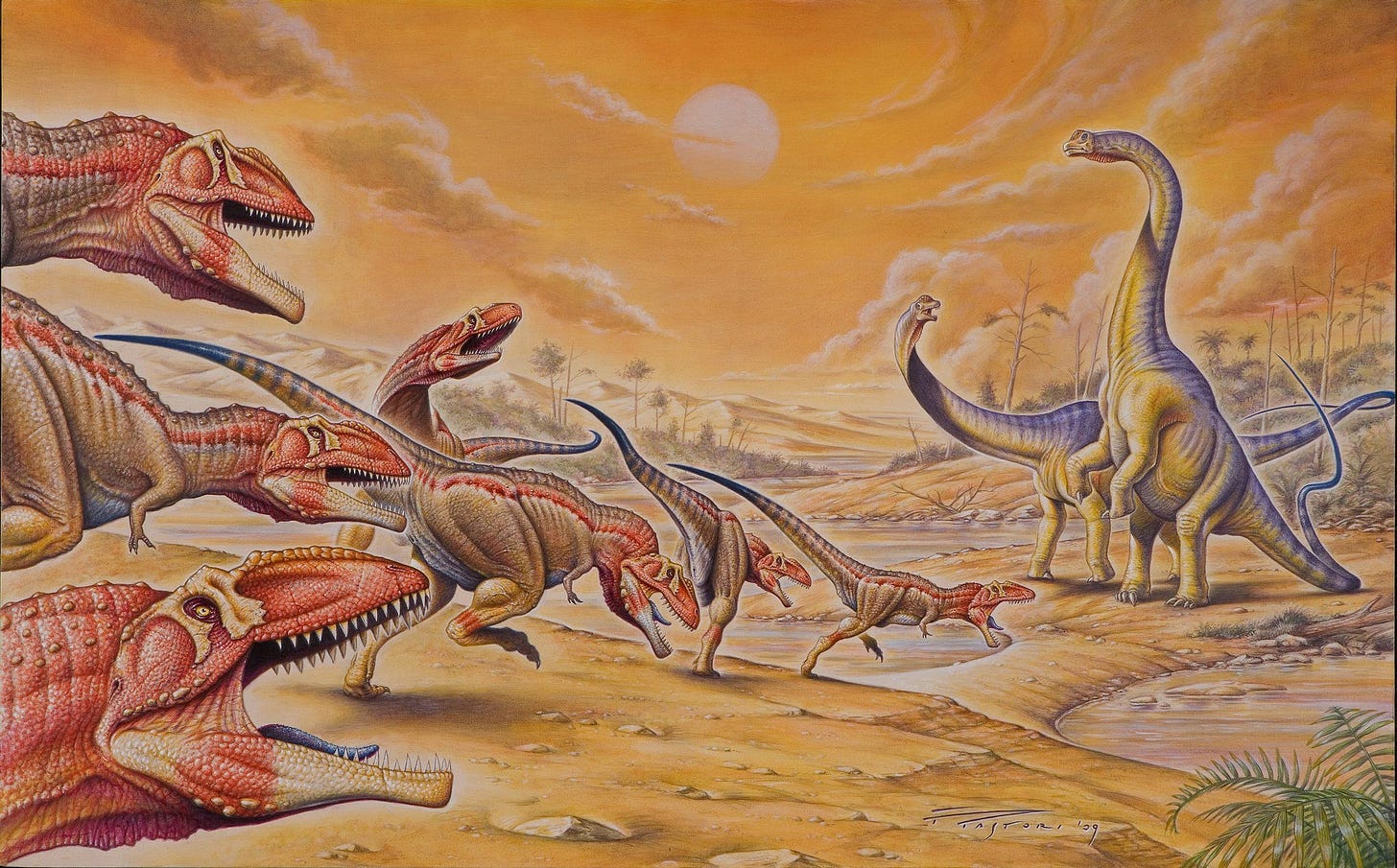 r/Naturewasmetal - Giganotosaurus is often thought to be a pack hunter, since numerous skeletons have been found together in massive bone beds. A normal adult is larger than that of a Tyrannosaurus.