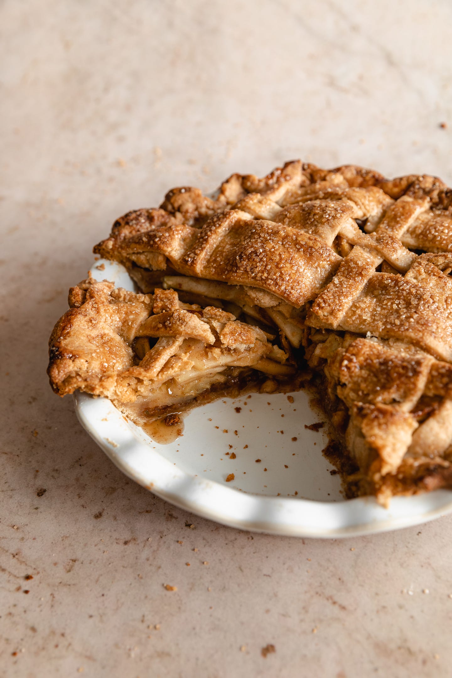 Slice of vegan dark and stormy apple pie