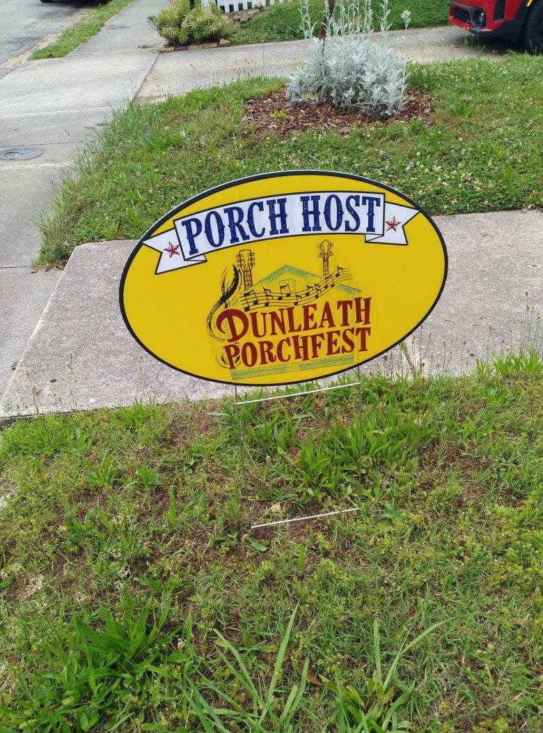 May be an image of welcome mat and text that says 'PORCH HOST DUNLEATH PORCHFEST'