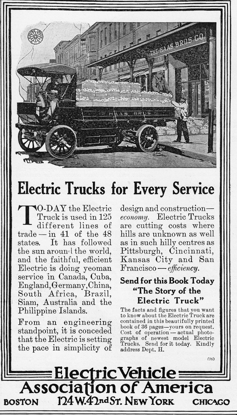 Electric Vehicle Association of America, 1913. | Electric truck, Car ads,  Electricity