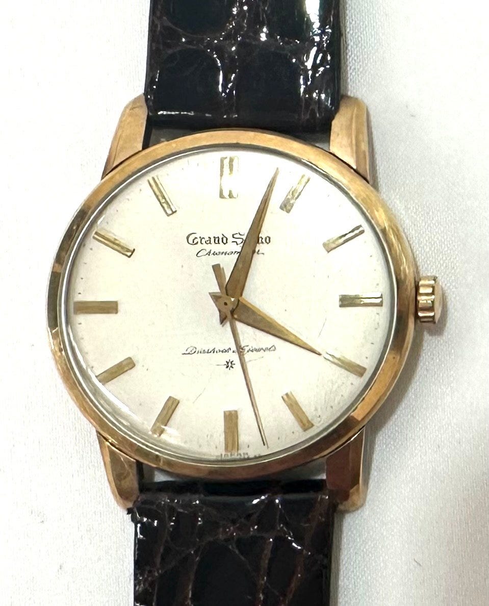 【中古品】グランドセイコー　Grand Seiko　クロノメーター　腕時計　手巻き　K14GP×カーフ【送料別】FW0353