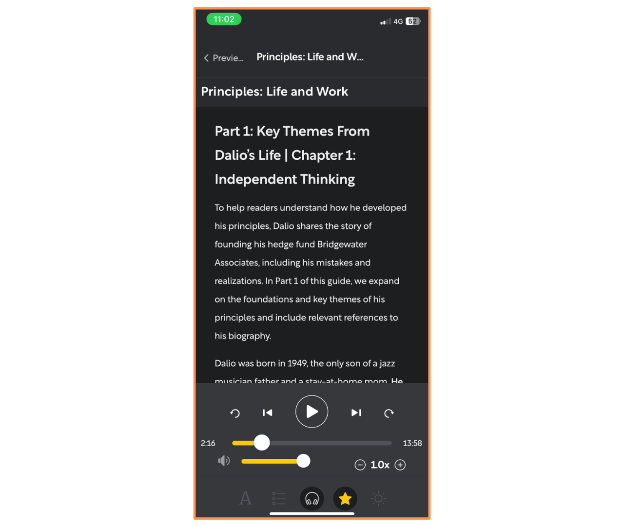 Shortform's audio from the book Principles