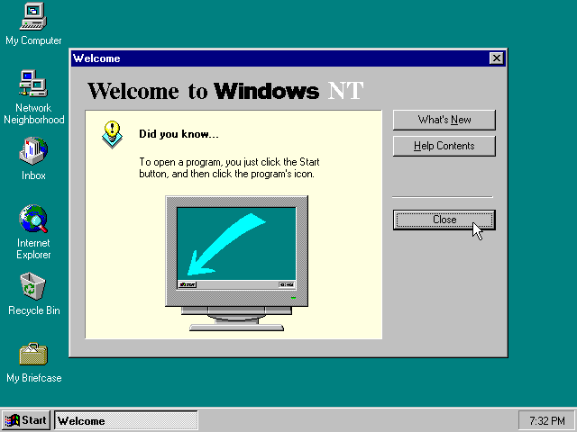 First run in Windows NT 4.0 Workstation