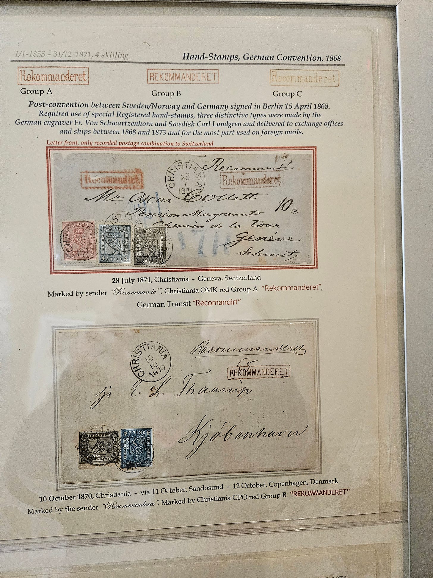 page from Norway registered mail exhibit