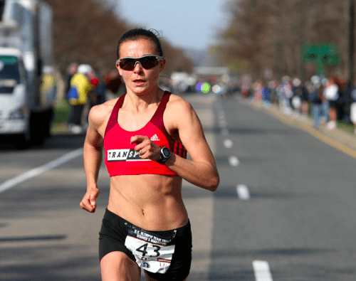 Image of Magdalena Boulet racing the 2008 Olympic Marathon Trials.