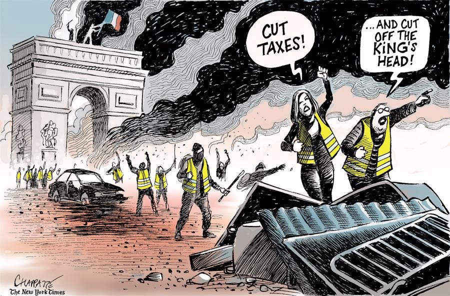 French protests | Globecartoon - Political Cartoons - Patrick Chappatte