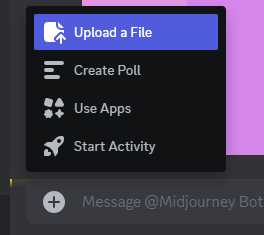 Upload File option in Midjourney Discord