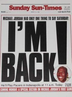 Michael Jordan proclaimed 'I'm back' 20 years ago today ...