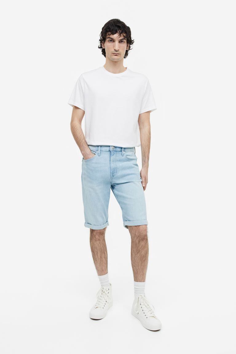 Freefit® Slim Denim Shorts - Light denim blue - Men | H&M US 1