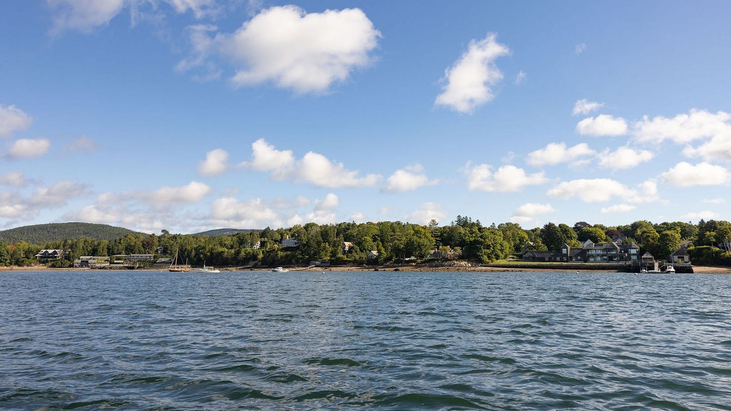 Houses seen across a body of water.