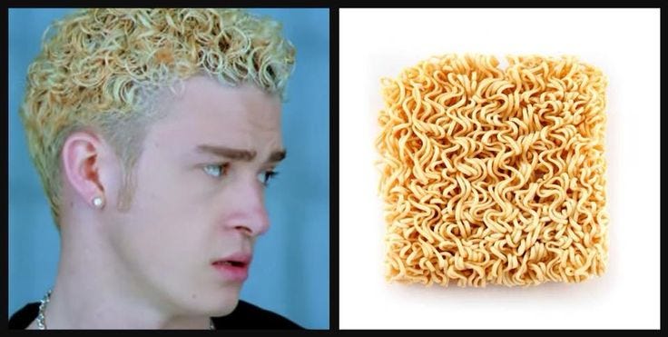 Justin Timberlake vs ramen noodles | Justin timberlake, Hair looks, Barb  stranger things