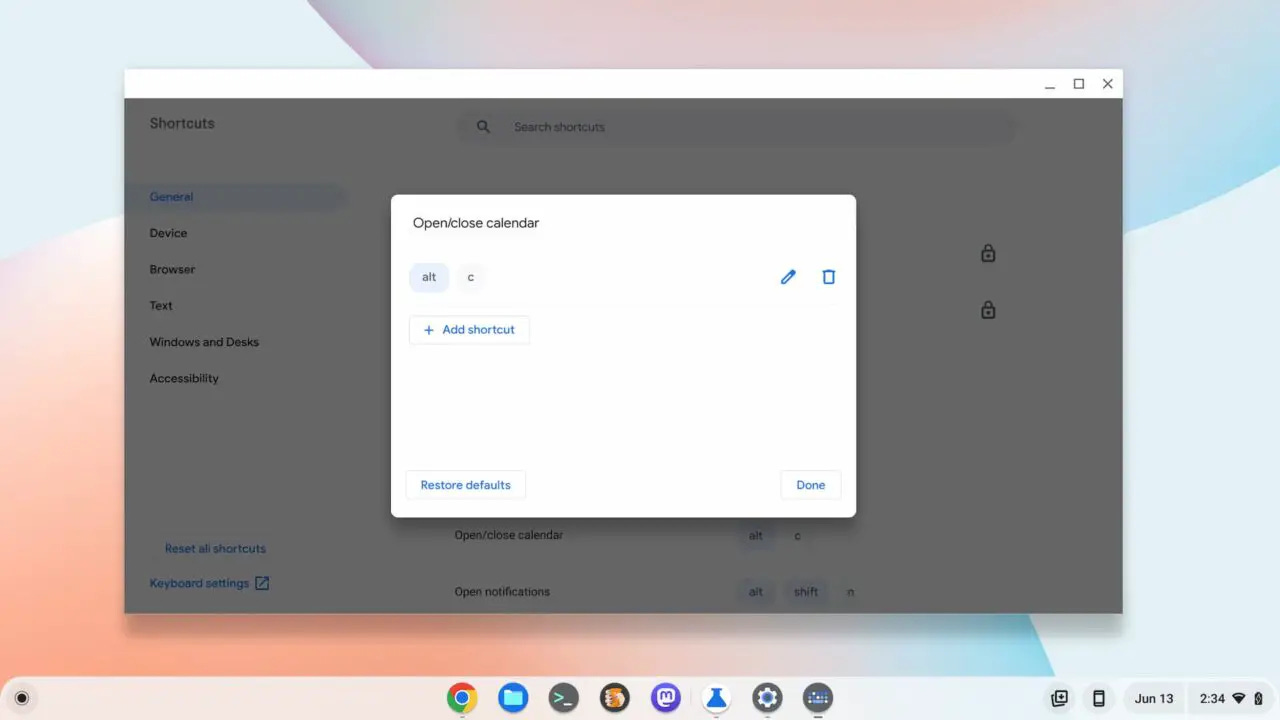 For now keyboard shortcut customization is one of the hidden ChromeOS features