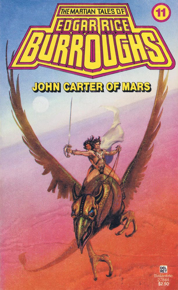 Book cover for JOHN CARTER OF MARS by Edgar Rice Burroughs, published by Del Rey Books