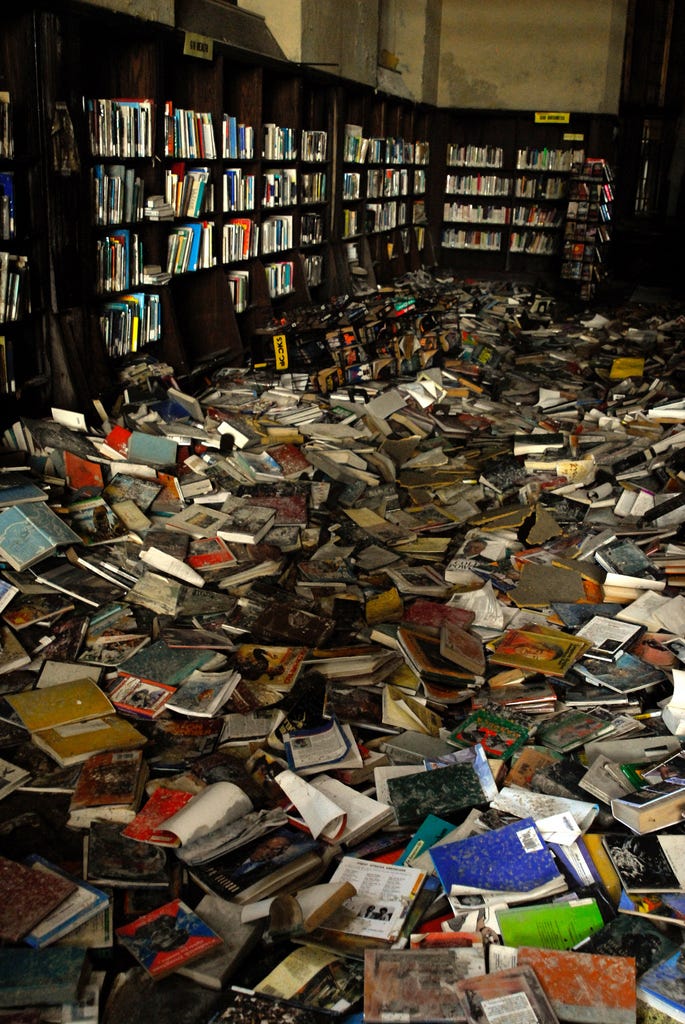 destroyed library 