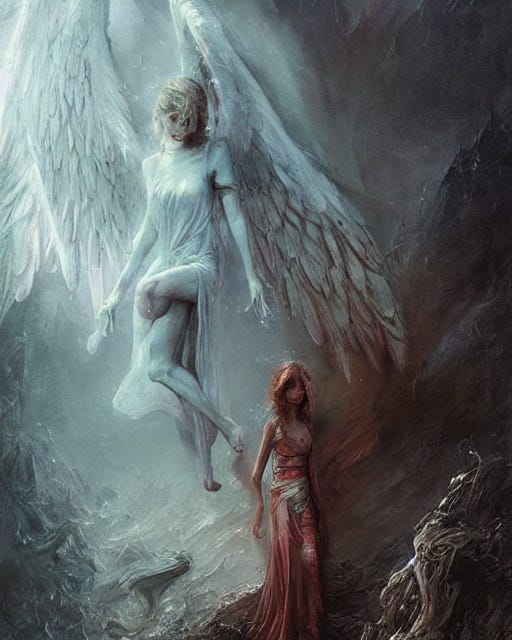 love story of an angel and a demon, made with starryai : r/aiArt