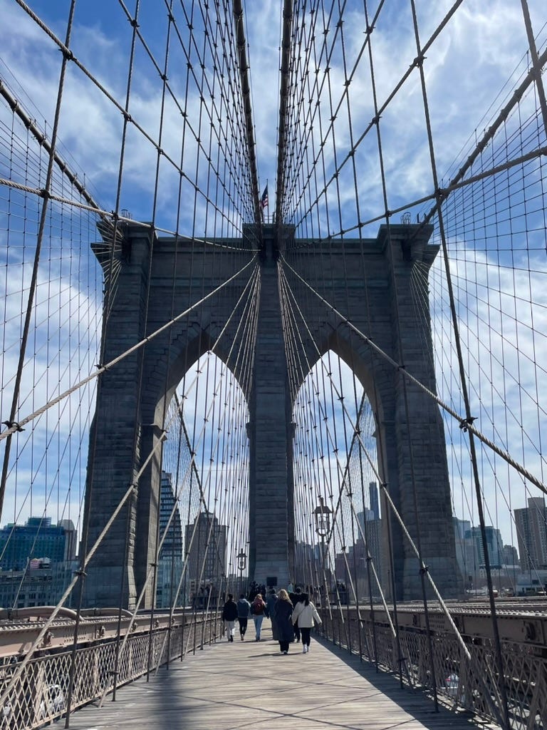 Brooklyn Bridge cables. Pedestrian Path.