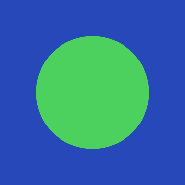 A green circle on a blue background