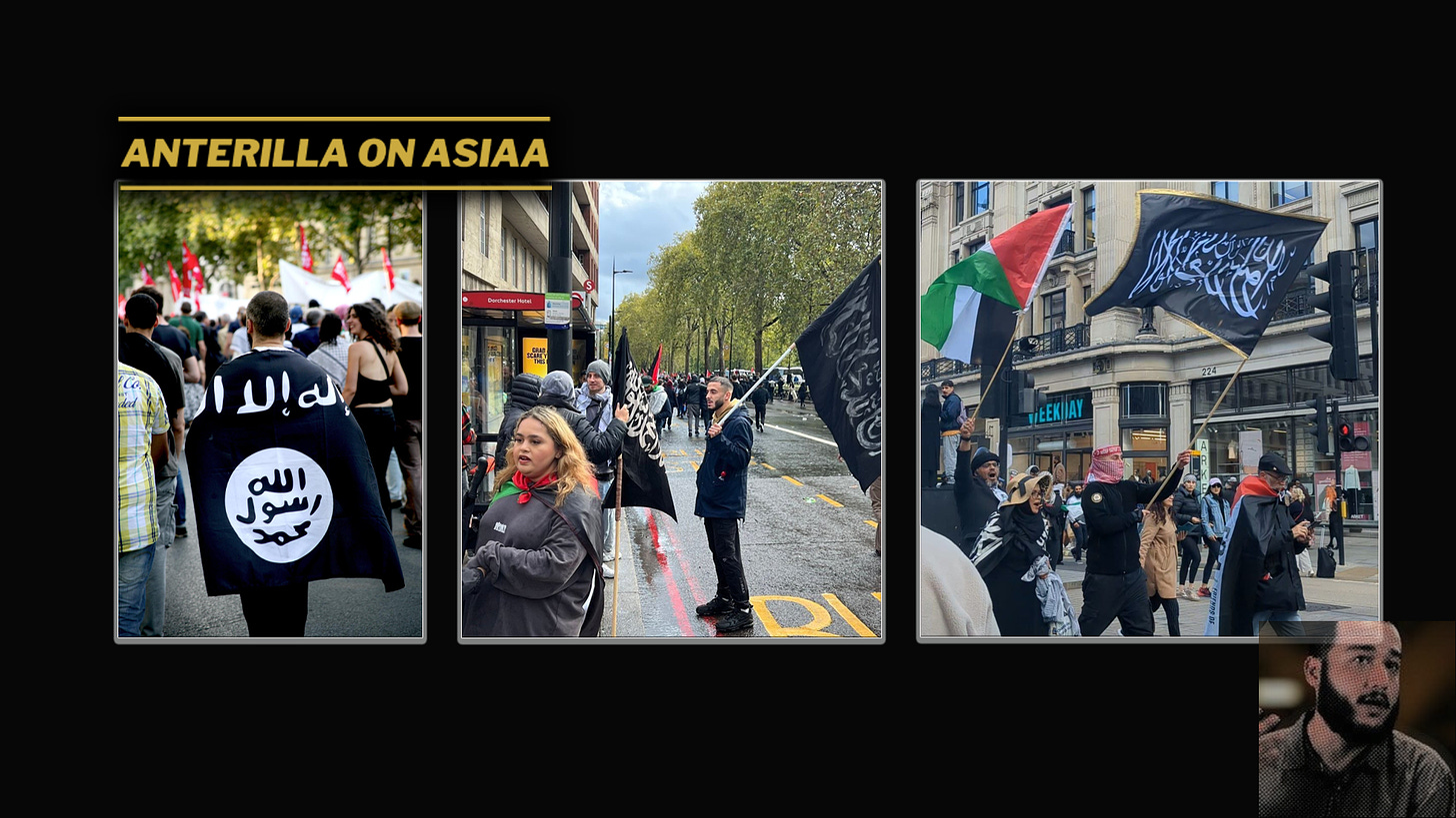 Kautta Euroopan ja varsinkin Iso-Britanniassa on nähty “Palestiina-marsseissa” niin al-Qaeda, ISIS:n kuin Talibanin lippuja, joiden vieressä radikalisoituneilla ja juutalaisvihaisilla vasemmistolaisilla ei ole mikään ongelma marssia.