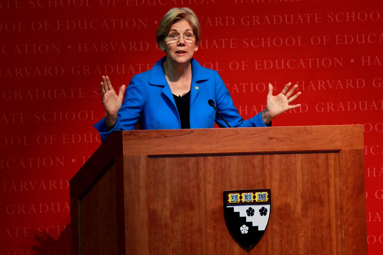 Elizabeth Warren spoke at the Harvard Graduate School of Education in Autumn 2015.