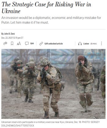 WSJ: The Strategic Case for Risking War in Ukraine