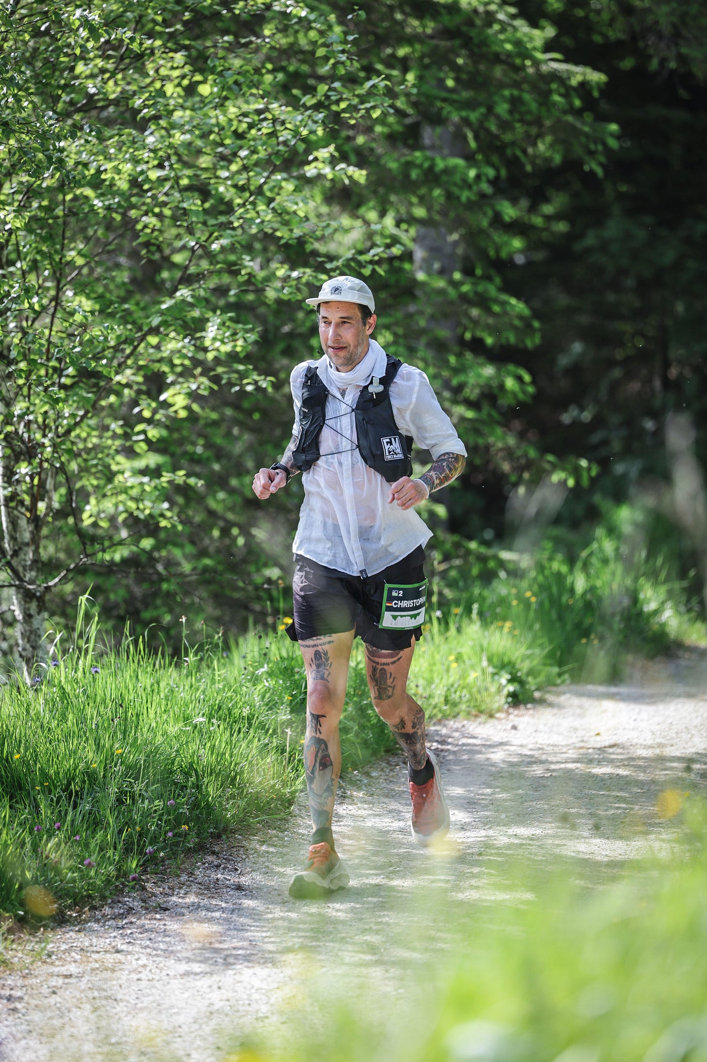 The author running on a dirt road