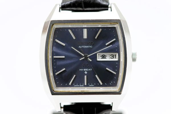 582　GRAND SEIKO HI-BEAT AT　5646-5010　希少 グランド セイコー ハイビート バレル型 ブルー文字盤 機械式 自動巻き メンズ 腕時計