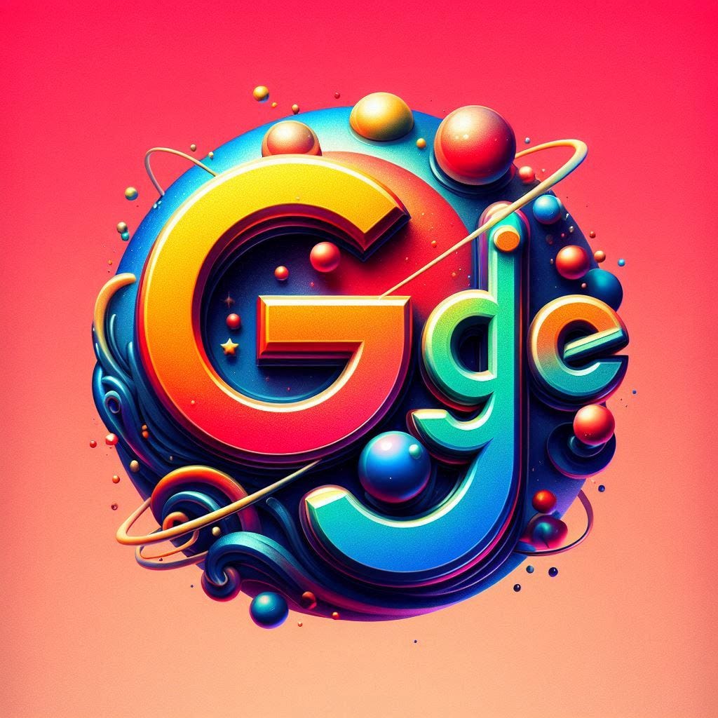 Google logo in a retro hyperrealistic style