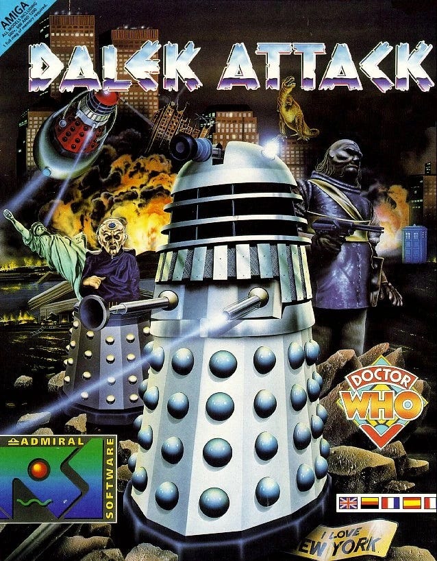 The box cover for the video game Dalek Attack