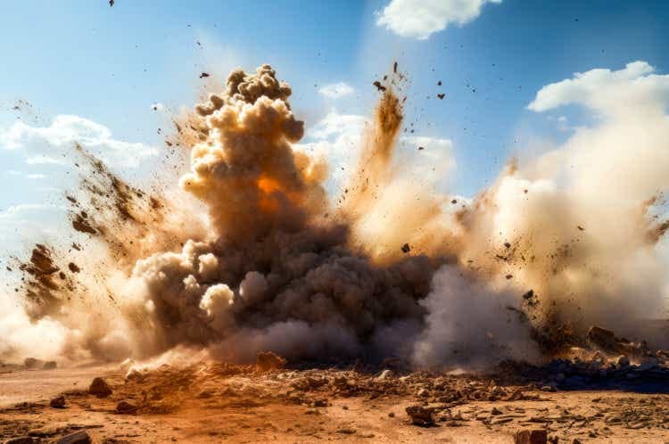 Dust storm after detonator blast in the Arabian desert