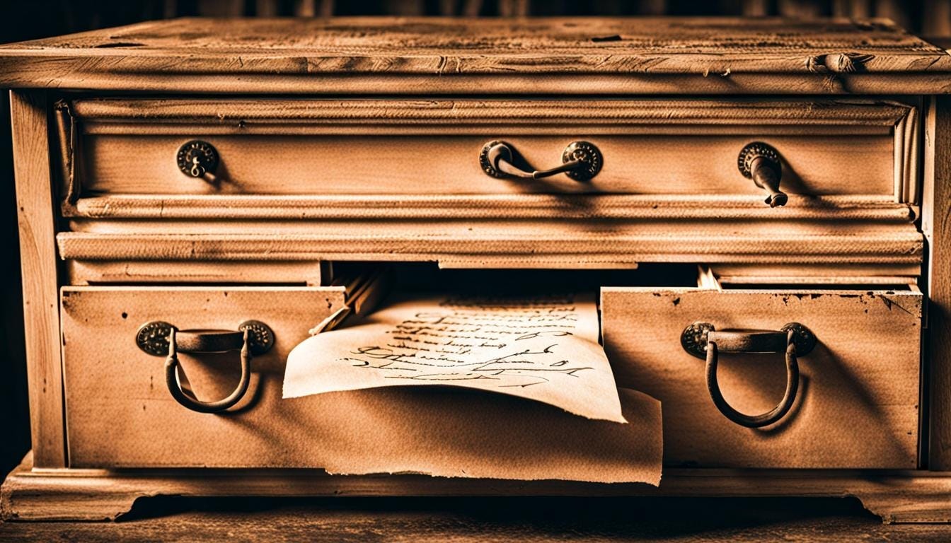 Dusty love letter in a drawer Dusty love letter in a drawer
