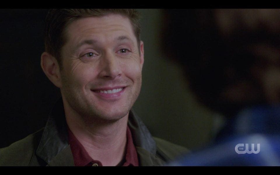 Dean Winchester smiling wide for Brother Sam SPN