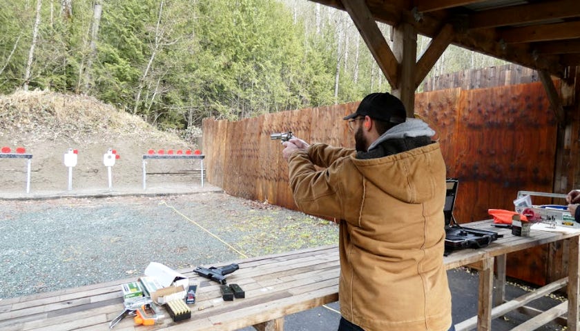 Person at gun range.