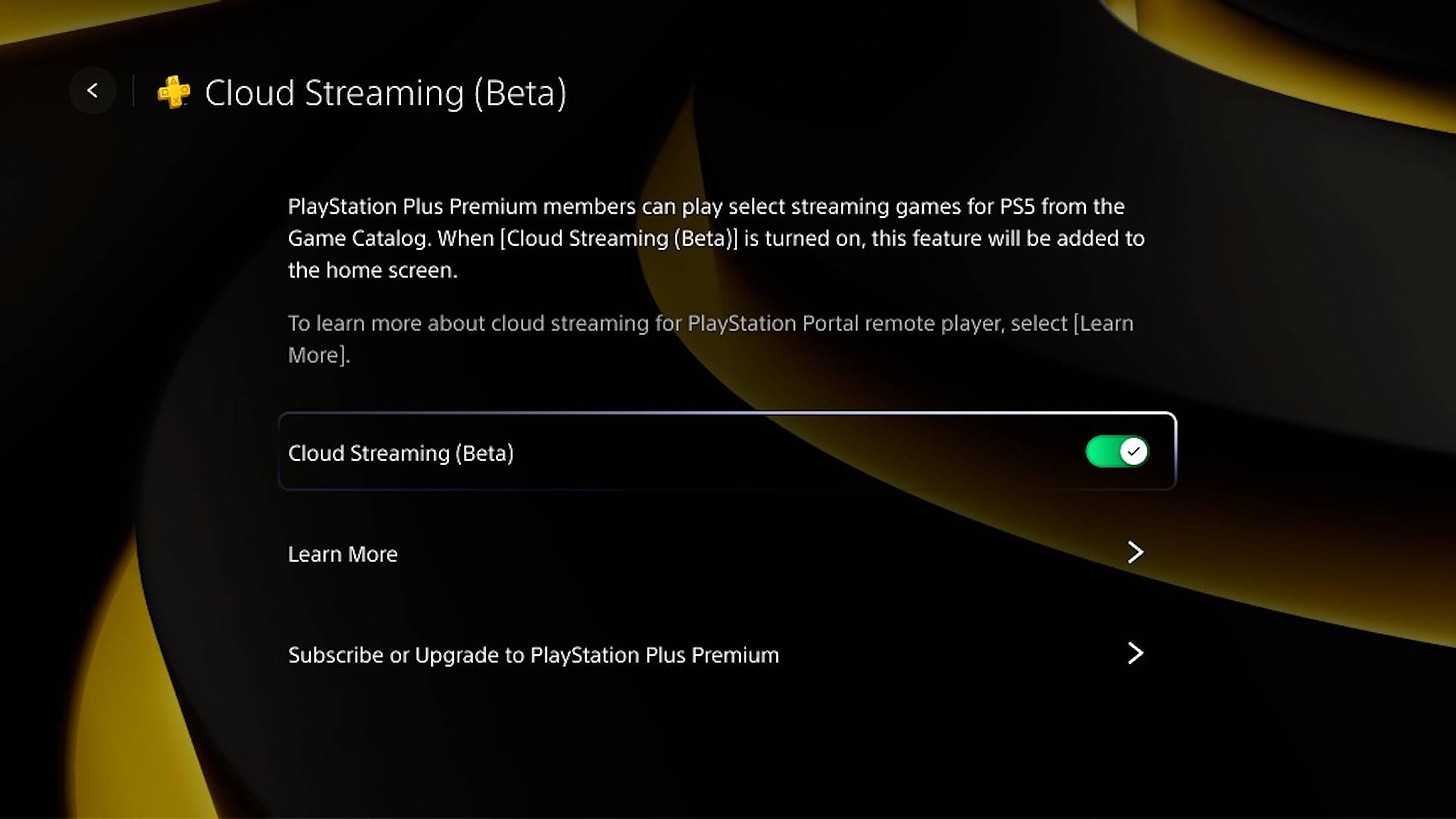 PS Plus Premium cloud streaming setup