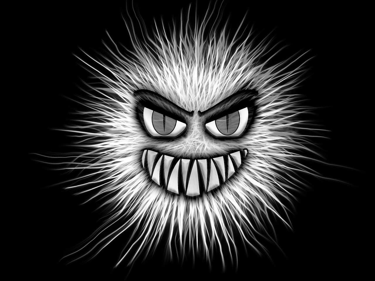 Free monster virus black and white illustration