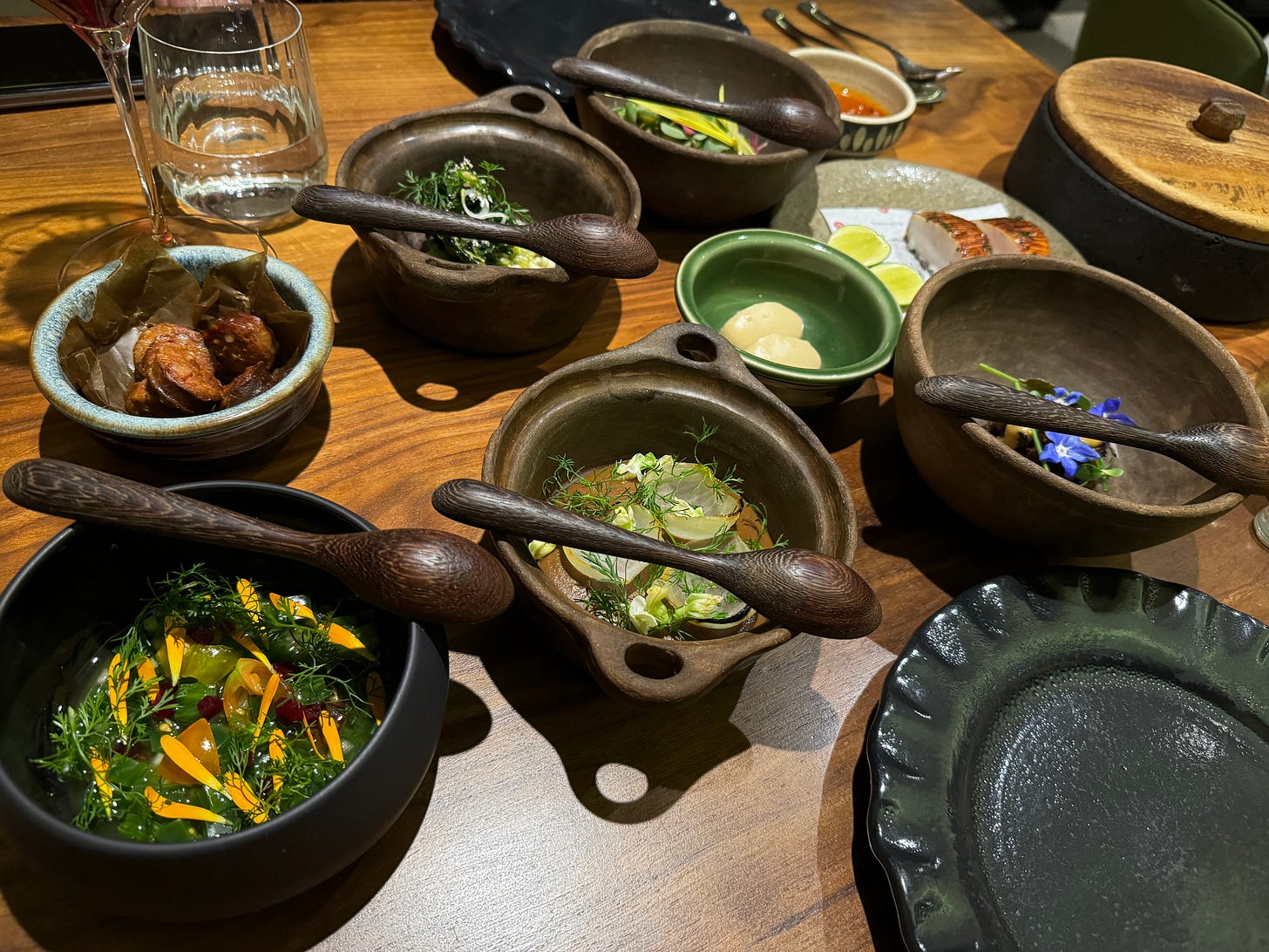 small servings of food at Quintonil