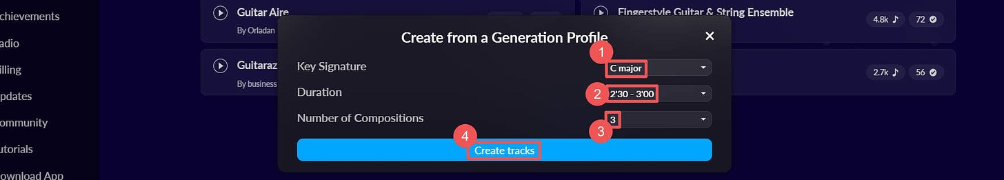 AIVA Create AI Music - Steps 3-6