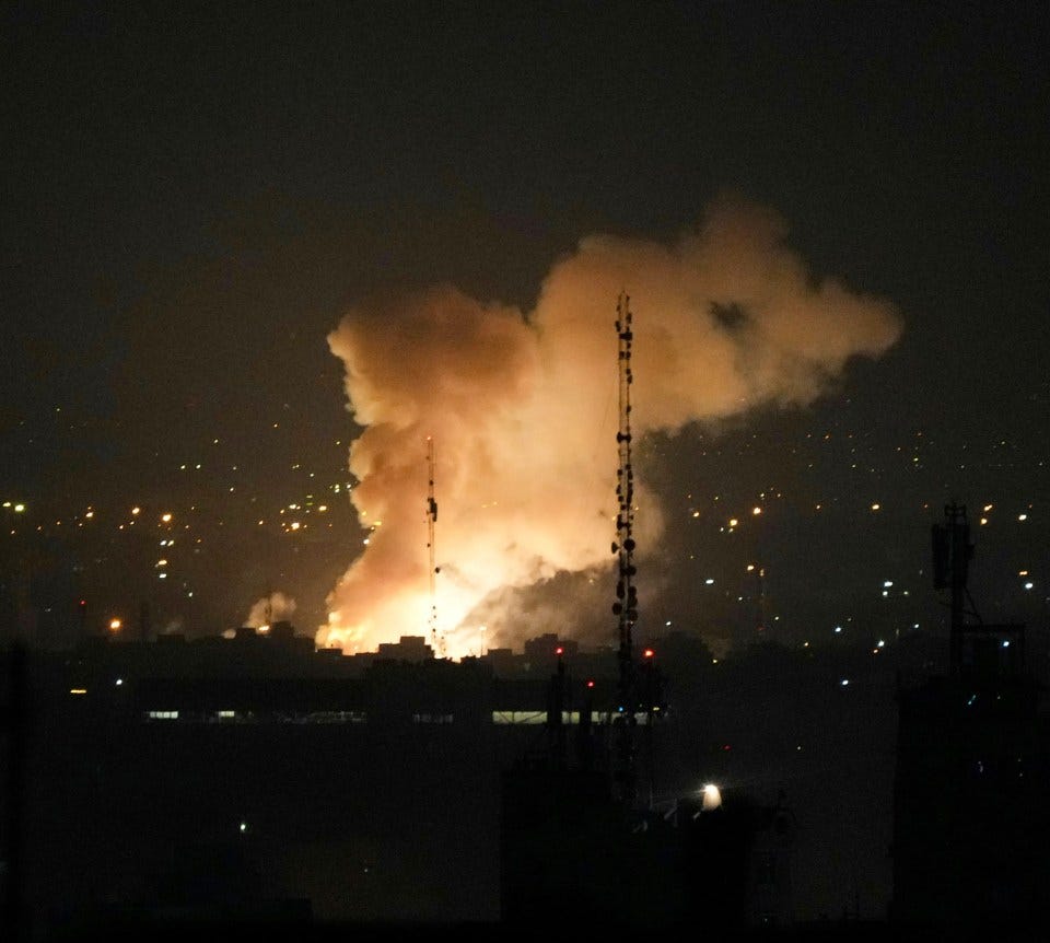 Smoke rises from an explosion in Tehran, Iran.