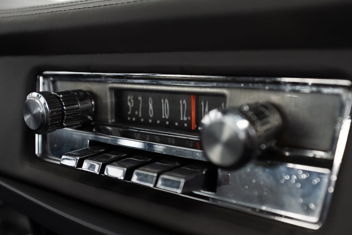 Free Black Car Stereo Turned on at 7 Stock Photo