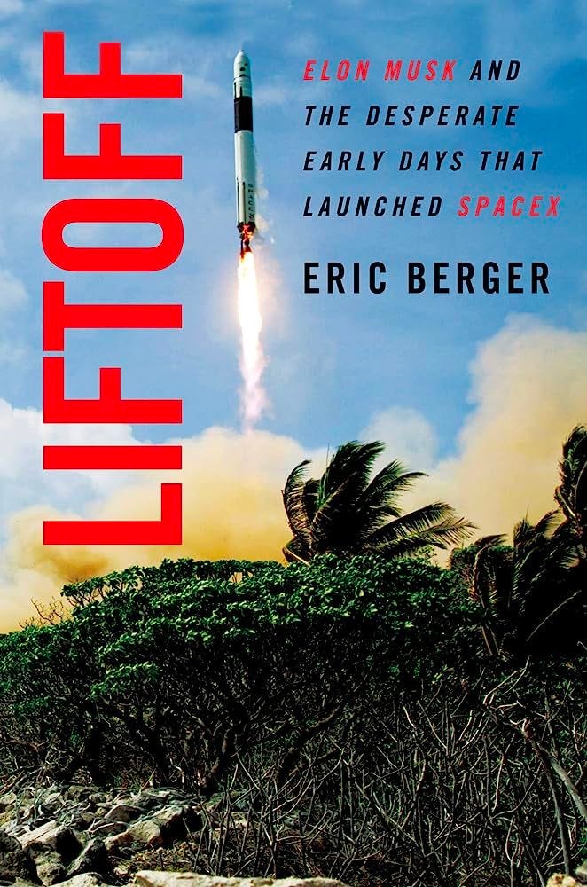 May be an image of ‎text that says "‎רר0ן ELON MUSK AND THE DESPERATE EARLY DAYS THAT LAUNCHED SPACEX ERIC BERGER‎"‎