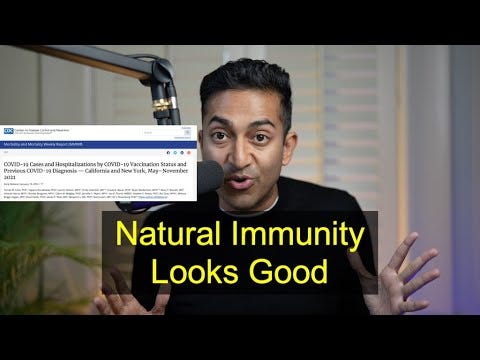 Vinay Prasad proclaiming "Natural Immunity Looks Good"