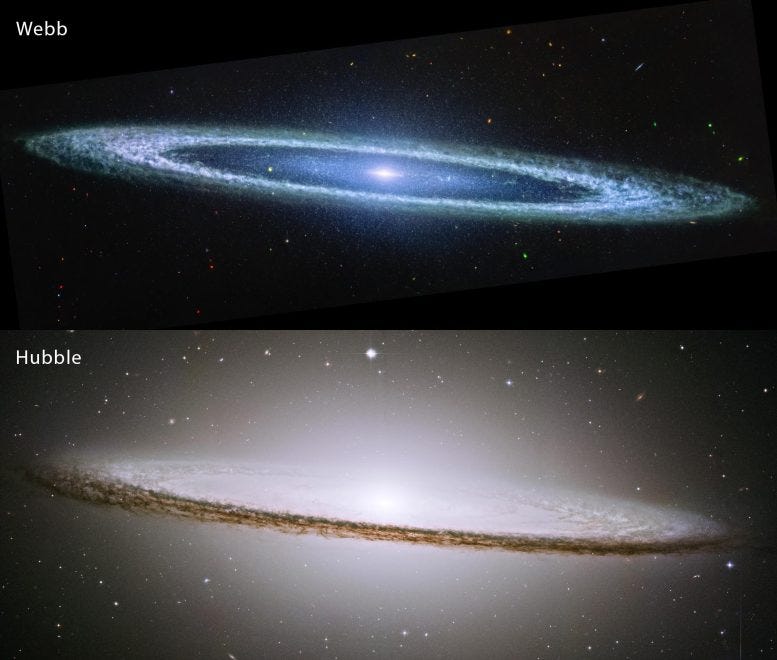 Sombrero Galaxy (Hubble and Webb Image)