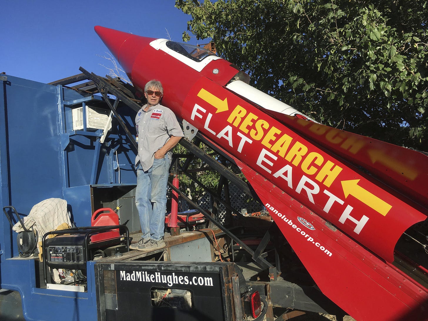 "Mad Mike Hughes" was a Flat Earther who built his own spaceflight rocket. He died in February 2020 from a failed launch.