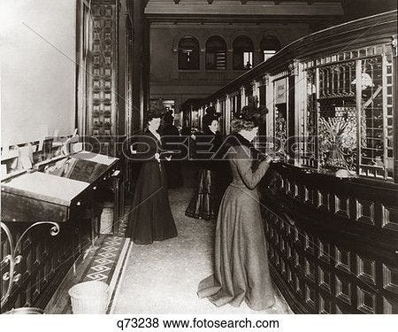 1800S 1890S 1900S Turn Of Century Bank Interior Women Banking Special  Tellers Stock Photo | q73238 | Bank, Century, Opulent interiors