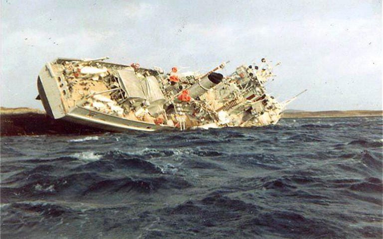 HMS Belton aground in the Hebrides Oct 1971