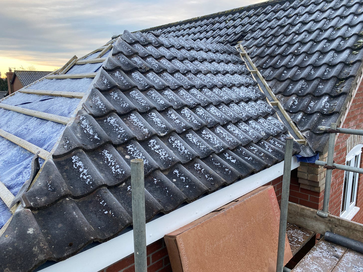 front side of the roof fully tiled